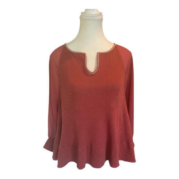Anthropologie Akemi + Kin Fenn Dolman Sleeve Top Sz XS Rust Pheasant Boho - Picture 3 of 9